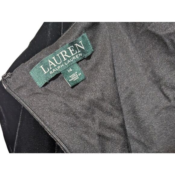 Lauren Ralph Lauren Black Velvet Cold Shoulder Knee Length Party Dress Size 14 - Picture 11 of 16